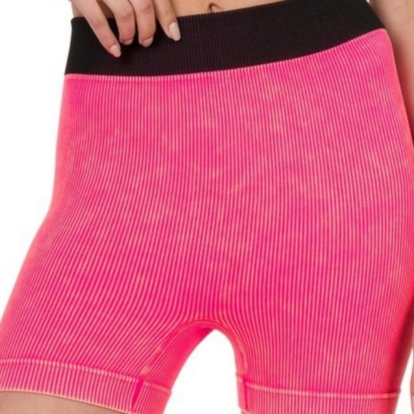 Zenana Not Your Basic Bike Shorts Seamless Ribbed Washed FP0000 - Picture 2 of 7